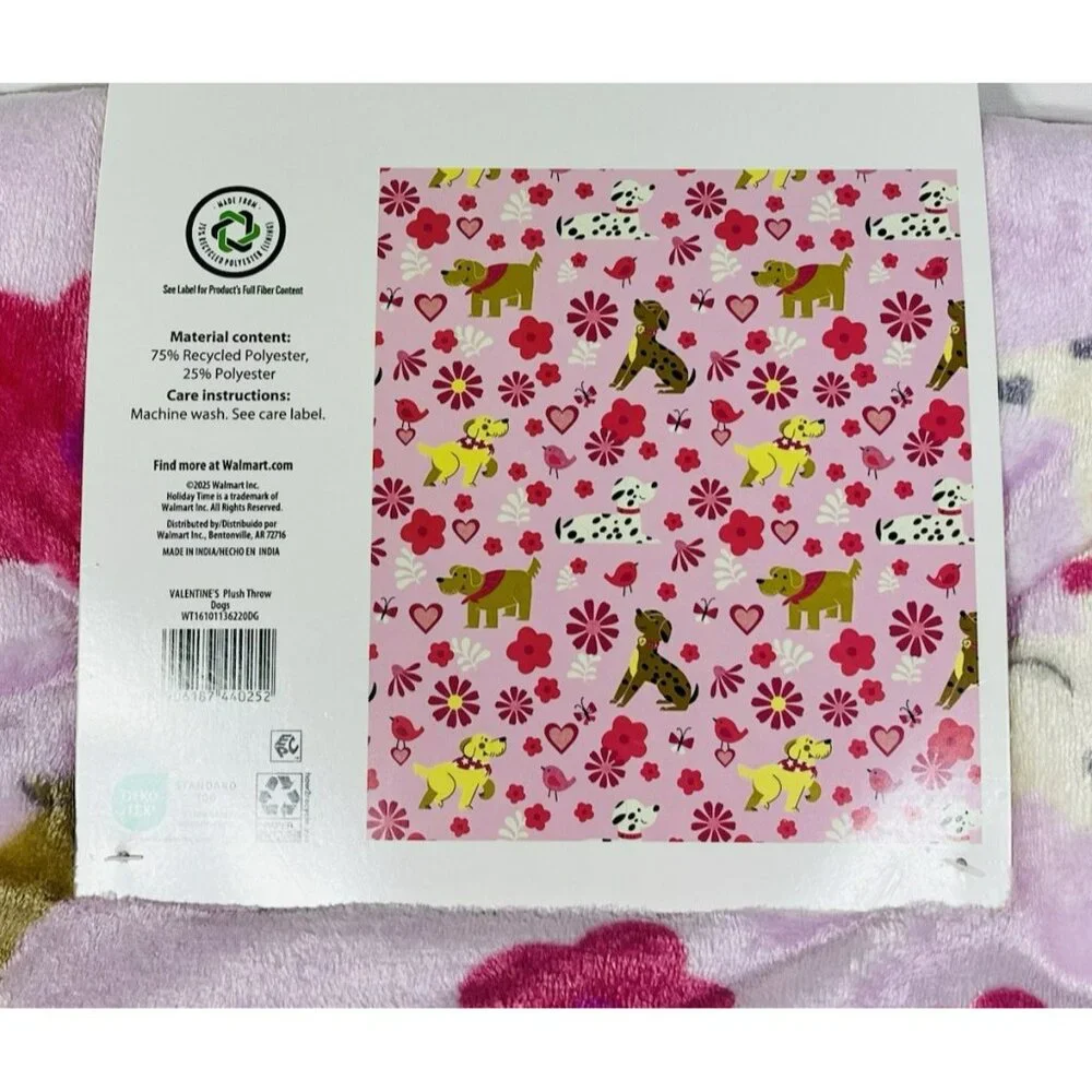 Way To Celebrate Cute Puppy Dogs Velvet Plush Throw Blanket 50